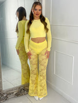 Built In Yellow Knicker Underlayer Lace Flares - Yellow