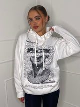 Fearless Statue Print  Hoodie - White