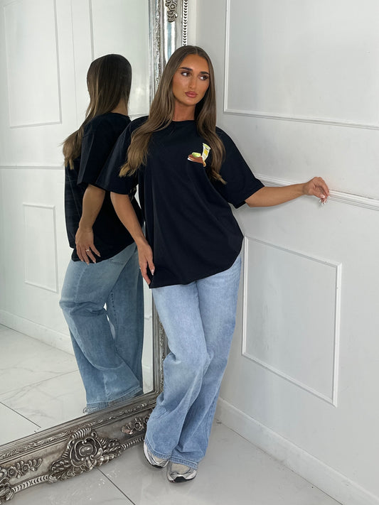 Tequila Therapy Print Tee - Black