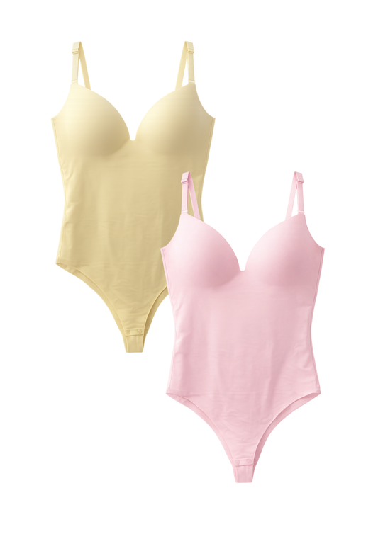 MULTI PACK Seamless Shapewear Bodysuit - Lemon/Pink