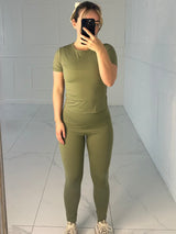 Sculpt Short Sleeve Top & Leggings - Khaki