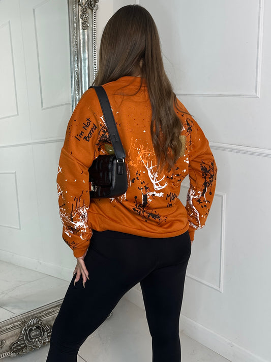 Splatter Art Sweatshirt - Orange