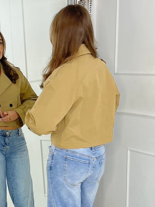 Crop Trench Jacket - Beige
