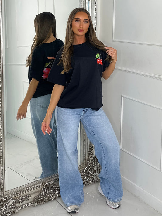 Cherry Soul Print Tee - Black