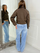 Crop Trench Jacket - Chocolate