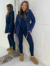 Reversible Mid Length Jacket - Navy