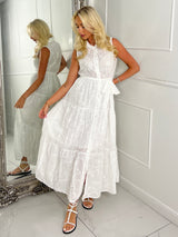 Anglaise Sleeveless Maxi Dress- White
