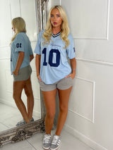 San Francisco 10 Varsity Tee - Baby Blue/Navy
