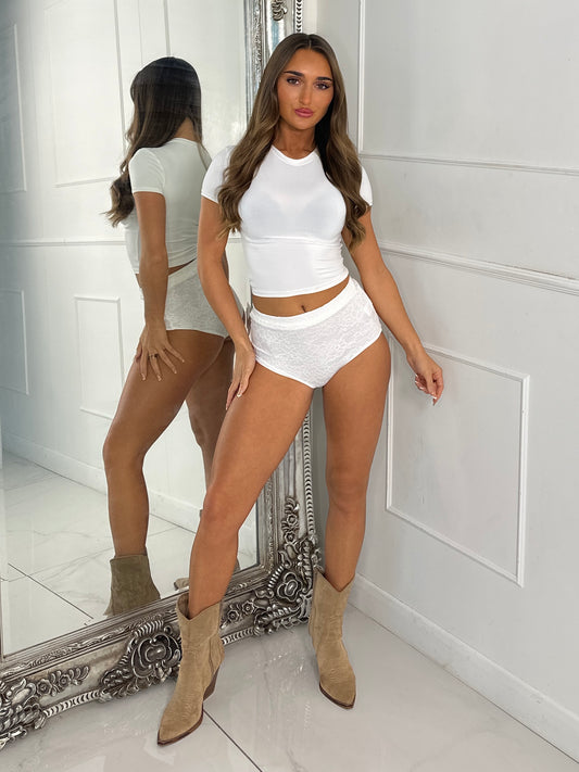 Lace Knicker Shorts - White