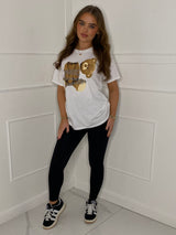 Headless Chain Teddy Print T-Shirt - White