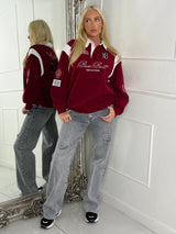Varsity Slogan Detail Rugby Style Top - Red/Multi