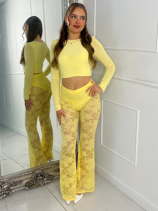 Built In Yellow Knicker Underlayer Lace Flares - Yellow