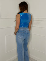 Ruched Top - Blue Metallic