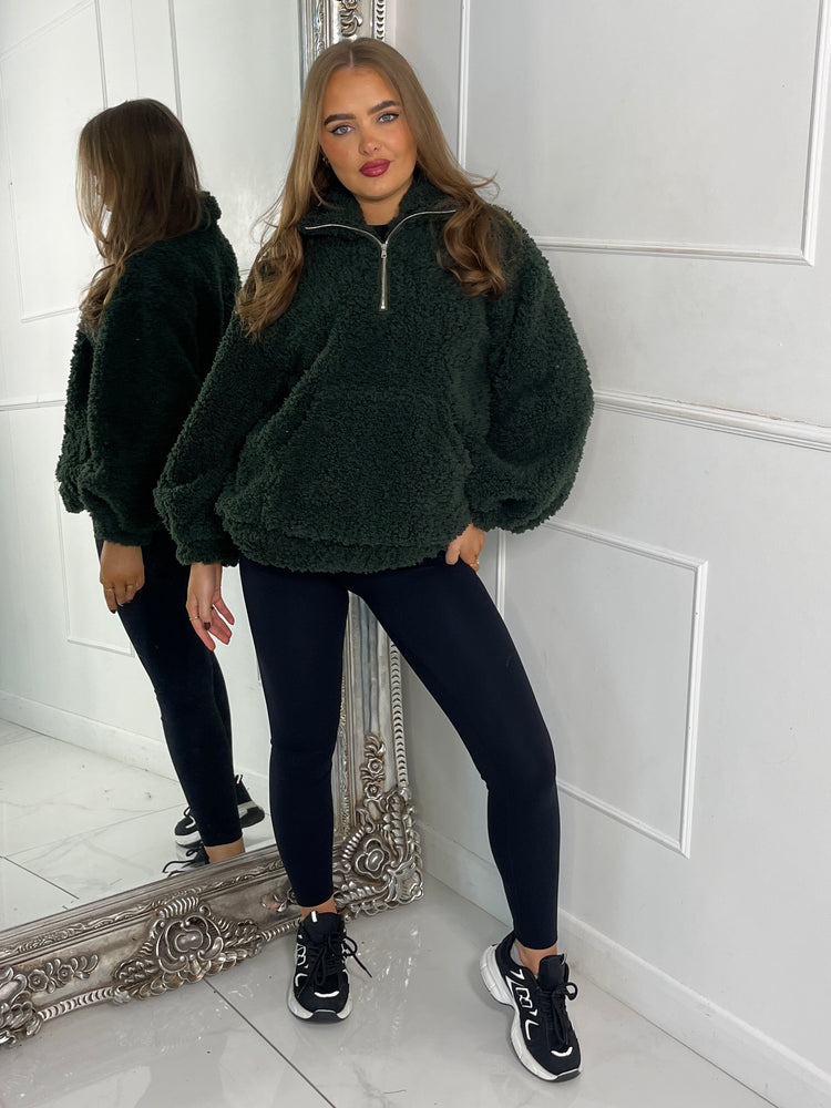 Plain Half Zip Fleece - Khaki