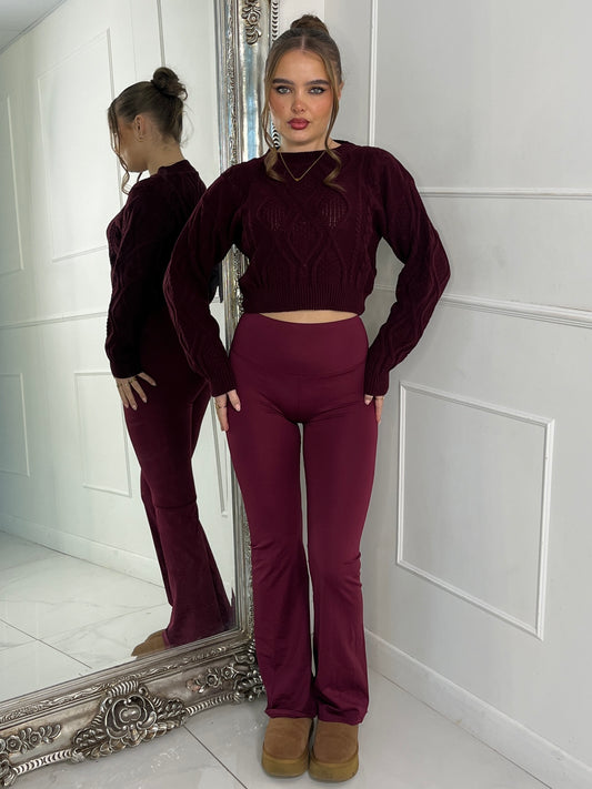 Sculpt Energy High Waist Flares - Wine