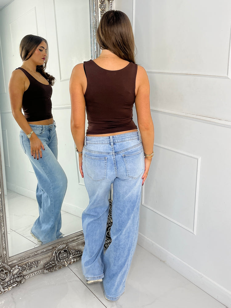 Round Neck Tank Top Second Skin - Brown