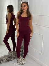 Second Skin Tank Top & Sculpt Panel Leggings - Wine