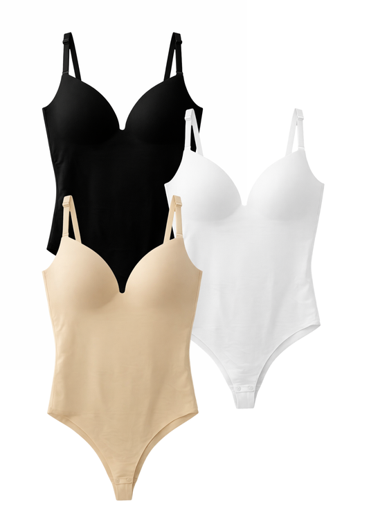 MULTI PACK Seamless Shapewear Bodysuit - Black/White/Beige