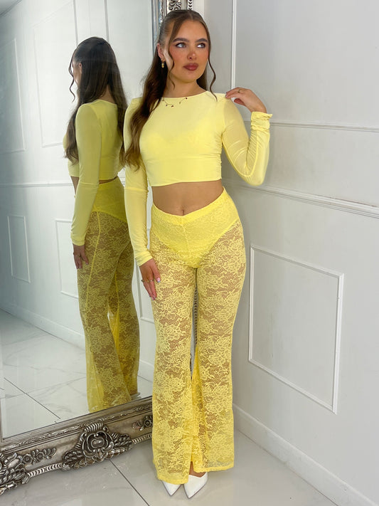 Built In Yellow Knicker Underlayer Lace Flares - Yellow