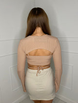 Two Piece Cut Out Crop Top - Beige