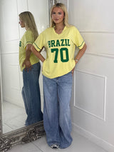 Oversized V Neck Tee - Brazil
