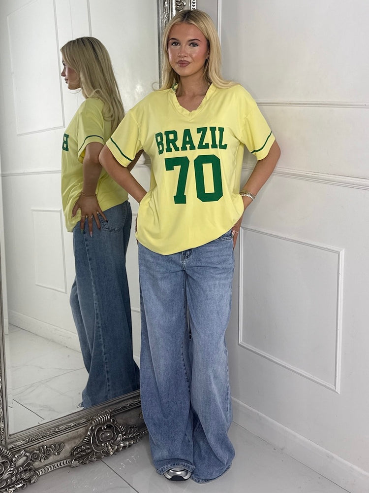 Oversized V Neck Tee - Brazil