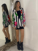 Graphic Printed Blazer - Black/White