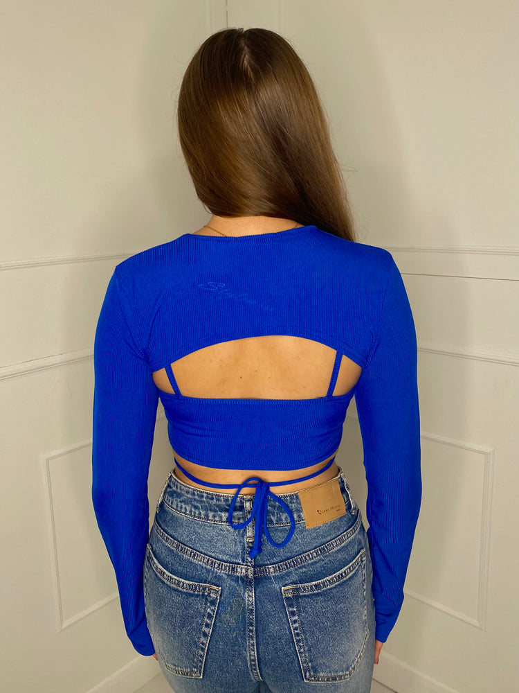 Two Piece Cut Out Crop Top - Royal Blue