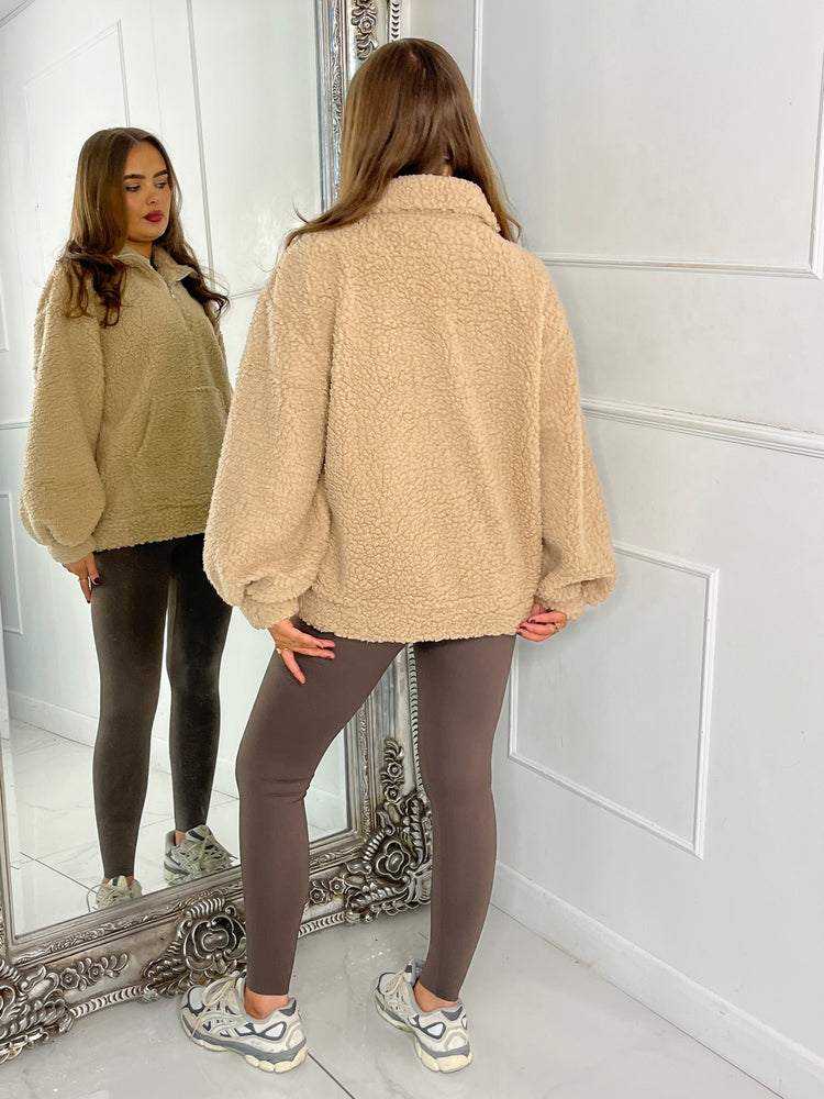 Plain Half Zip Fleece - Beige