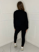 Half Zip Leggings Loungewear - Black