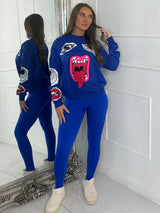 Mouth Print Sweatshirt - Royal Blue