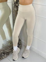 Long Sleeve Second Skin Hooded Top and Leggings Co-Ord - Beige