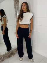 Wide Leg Joggers - Black
