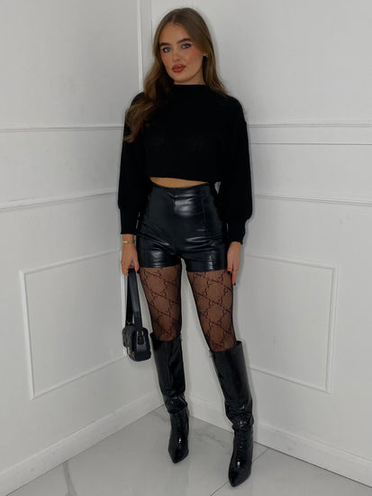 Pvc high waisted shorts online