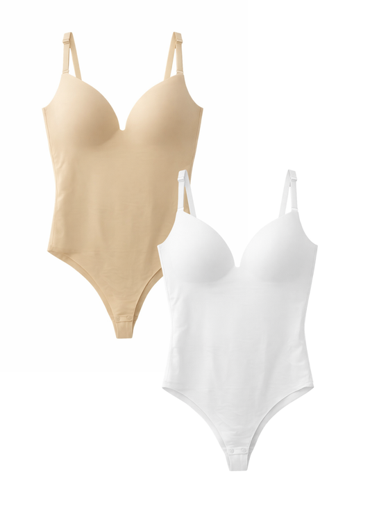 MULTI PACK Seamless Shapewear Bodysuit - Beige/White