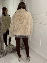 Oversized Shaggy Faux Fur Jacket - Cream
