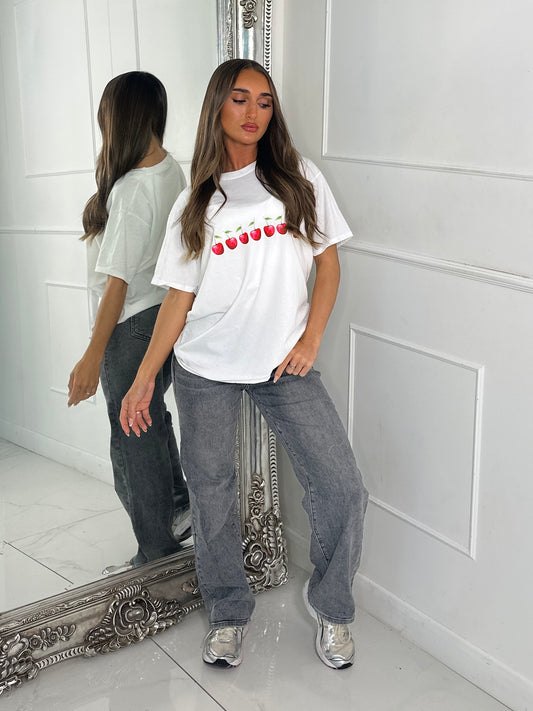 8 Cherries Print Tee - White