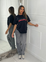 8 Cherries Print Tee - Black