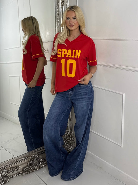 Oversized V Neck Tee - Spain