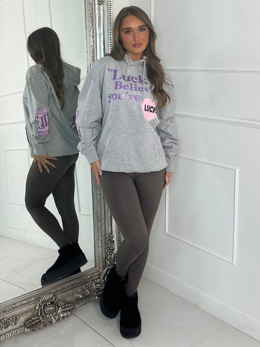 Lucky Glitter Hoodie - Grey