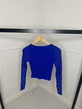 Cross Detail Studded Jumper- Royal Blue