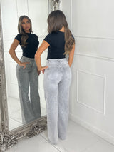 Ombre Diamante Wide Leg Jeans - Grey Denim