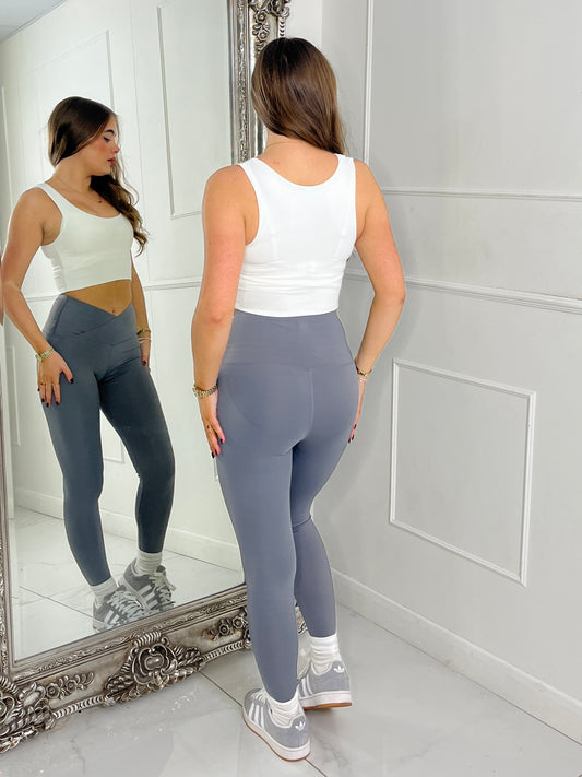 Crossover Band Leggings - Grey