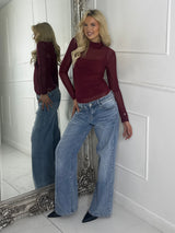 Mesh Long Sleeve Bodysuit With Under-layer Vest Top - Wine