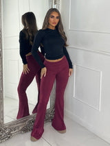 High Waisted Soft Touch Flares - Wine