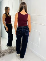 Round Neck Tank Top Second Skin - Wine