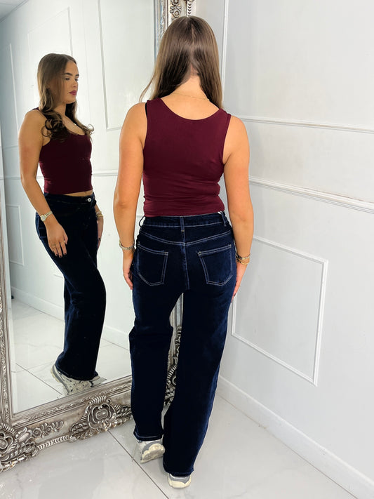 Round Neck Tank Top Second Skin - Wine