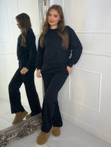 Diamante Studded Straight Leg Tracksuit - Black