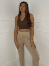 Ribbed Strappy Top - Beige