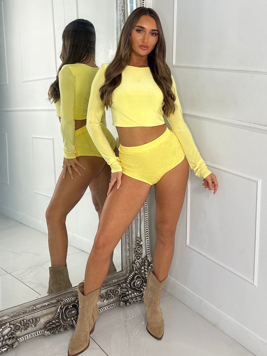Lace Knicker Shorts - Yellow